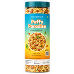 The Crisp Krunch Puffy Praradise — light and crispy  rice puff namkeen snack with peanuts, roasted chana, corn flakes in clean ingredients, no palm oil