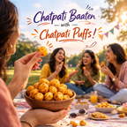 Friends enjoying The Crisp Krunch Chatpati Puffs at a picnic — spicy masala makhana balls perfect for sharing